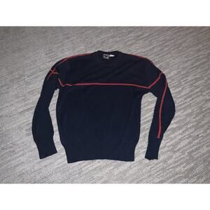 Vintage Obermeyer Sweater Womens L Slim Fit Wool Blend Navy Stripes